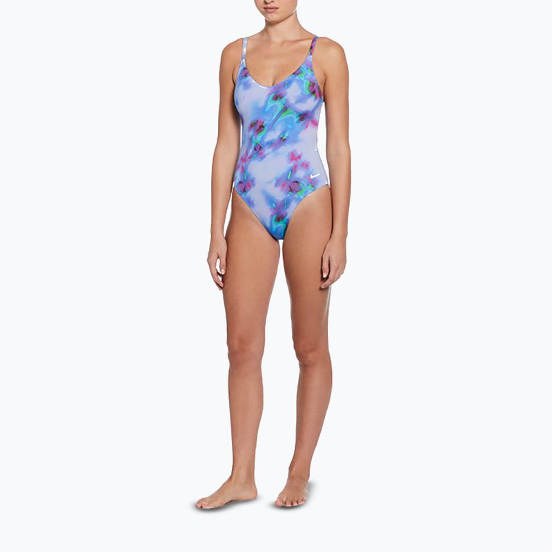 Дамски бански от една част Nike Floral Blur V-Neck hydrangeas 2