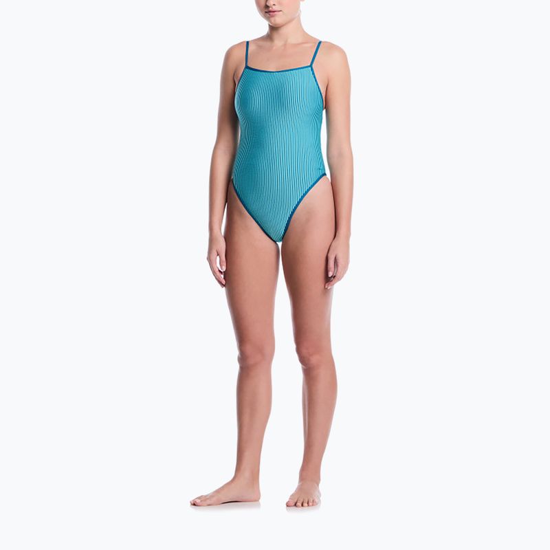 Дамски цял бански костюм Nike Ocean Bound Ripple Texture Square Neck bleached turquoise 2
