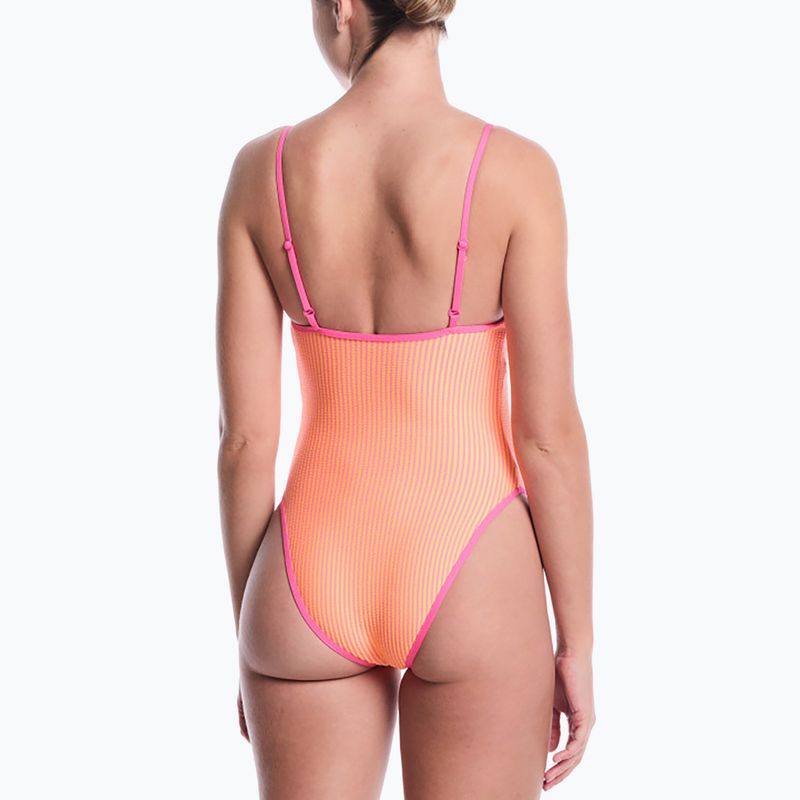 Дамски цял бански костюм Nike Ocean Bound Ripple Texture Square Neck pink glow 3