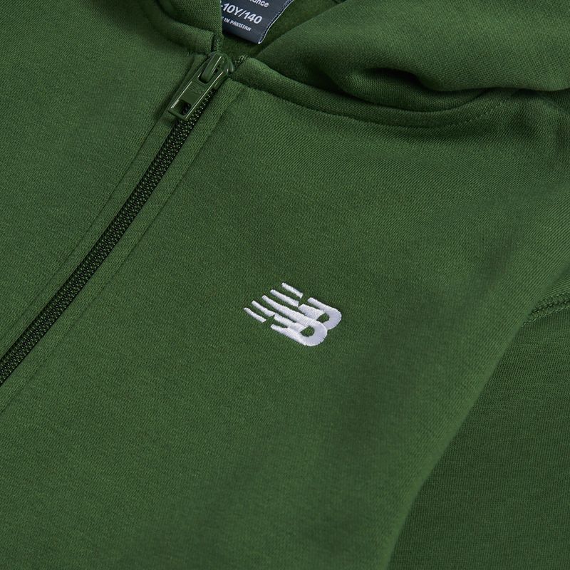 Детски суитшърт New Balance Brush Back Small Logo Full Zip Hoodie dark alpine green 3