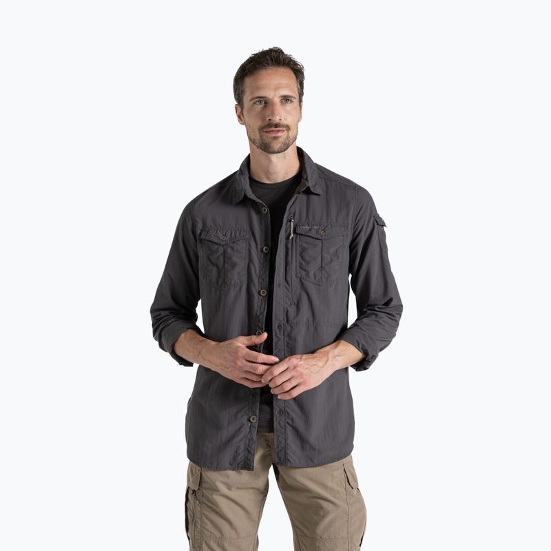 Мъжка риза Craghoppers NosiLife Adventure Long Sleeved Shirt III Black Pepper
