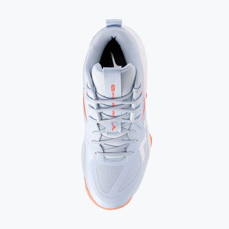 Дамски обувки за волейбол Mizuno Wave Momentum Pro Mid blue finch/lava orange/flamingo coral 5