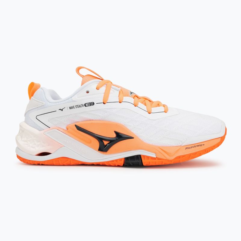 Обувки за хандбал Mizuno Wave Stealth Neo 2.1 white/black/flamingo coral 2