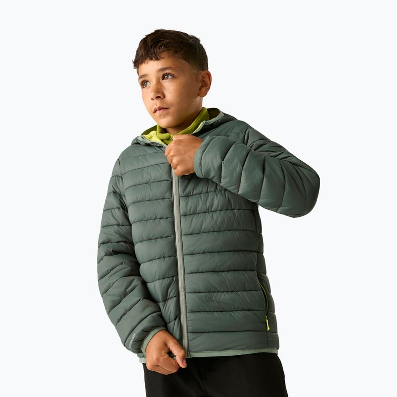 Детско пухено яке REGATTA Hooded Marizion dark forest green/wild lime 6