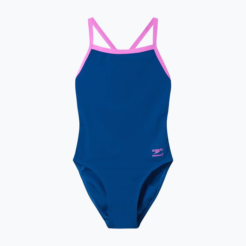Дамски цял костюм за плуване Speedo Solid Turnback denim teal 6