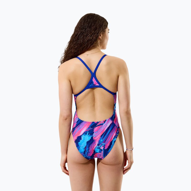 Дамски цял костюм за плуване Speedo FL Printed Turnback brushy glitch/hope 2
