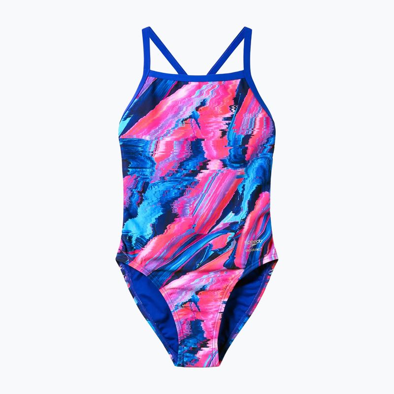 Дамски цял костюм за плуване Speedo FL Printed Turnback brushy glitch/hope 6