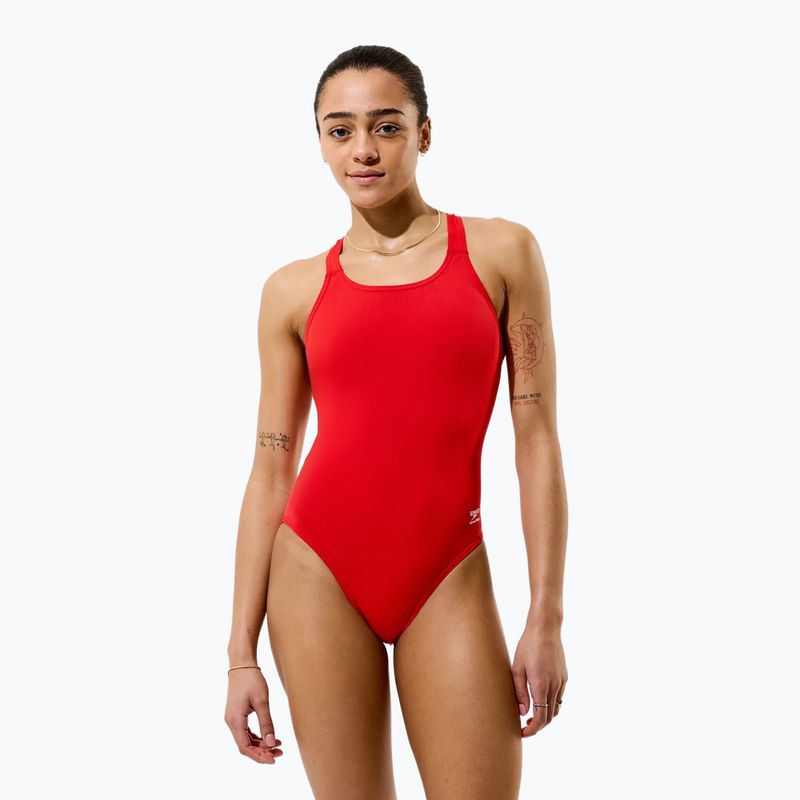 Дамски цял костюм за плуване Speedo Solid Endurancex Leaderback team red 3