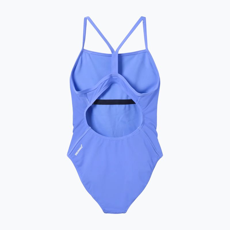 Дамски цял бански костюм Speedo Endurance+ с лого и тънки презрамки, цвят лунна лавандула 2