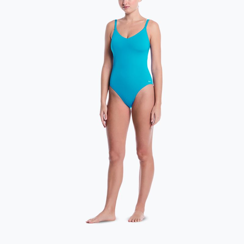 Дамски цял костюм за плуване Nike Effortless Essential V-Neck energy 2