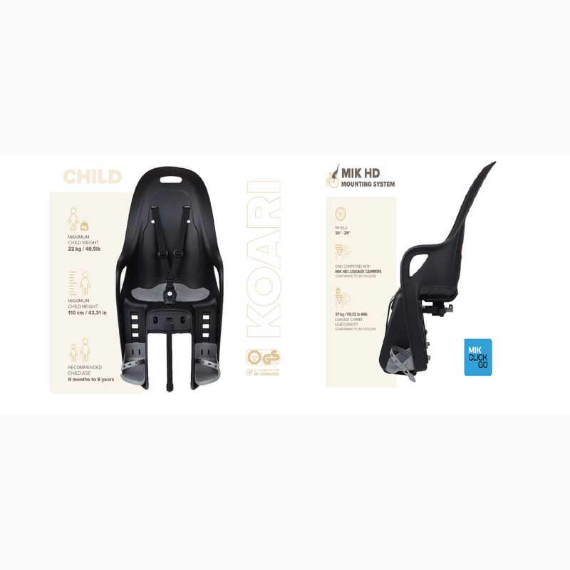 Детско столче за велосипед Polisport Koari Mik HD black/grey 5