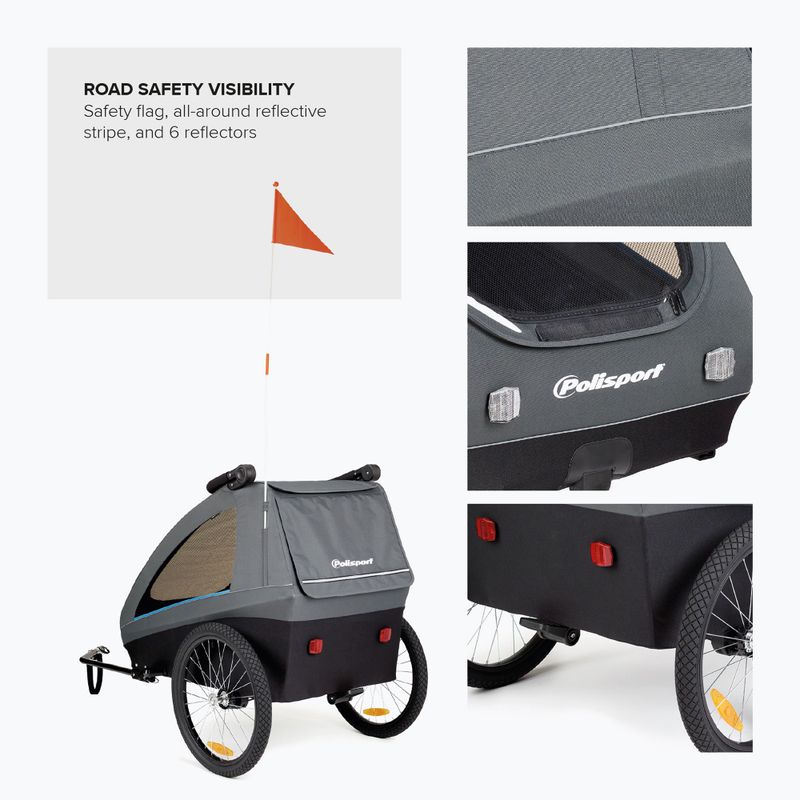 Велосипедно ремарке  Polisport Kids Trailer&Stroller black/grey 5