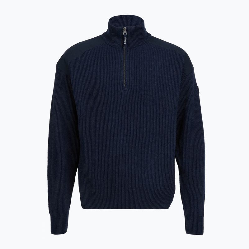 Мъжки пуловер Dovre Ribbed Knit Half Zip navy