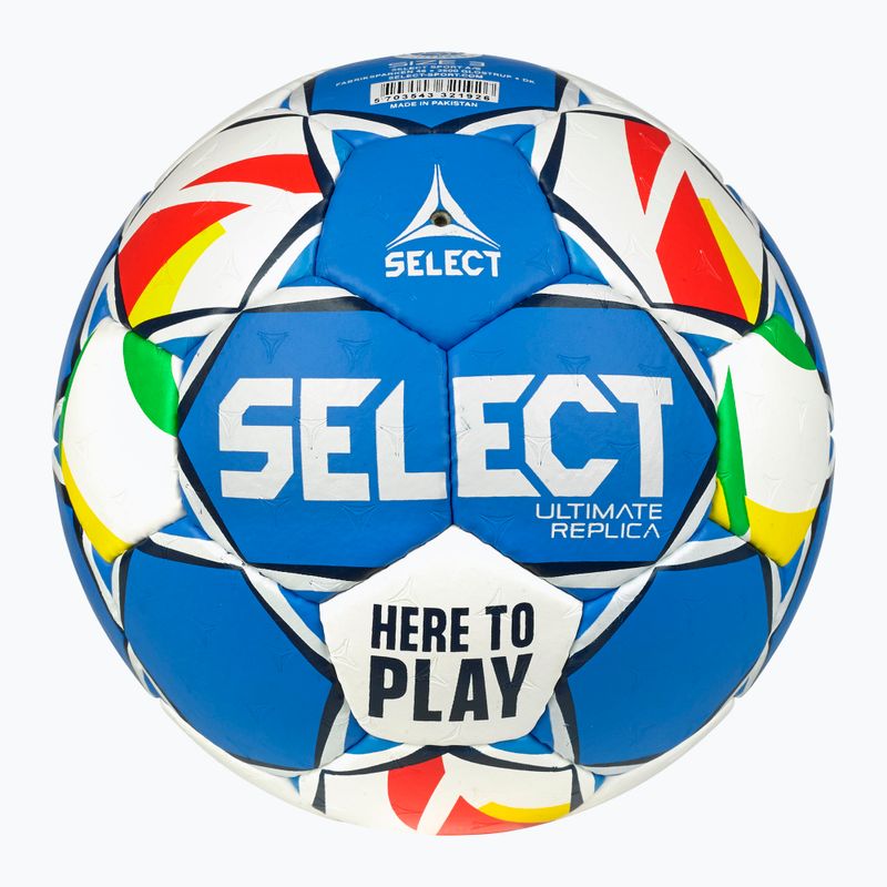 Хандбална топка SELECT Replica EHF Euro Men v24 white/blue размер 3 2