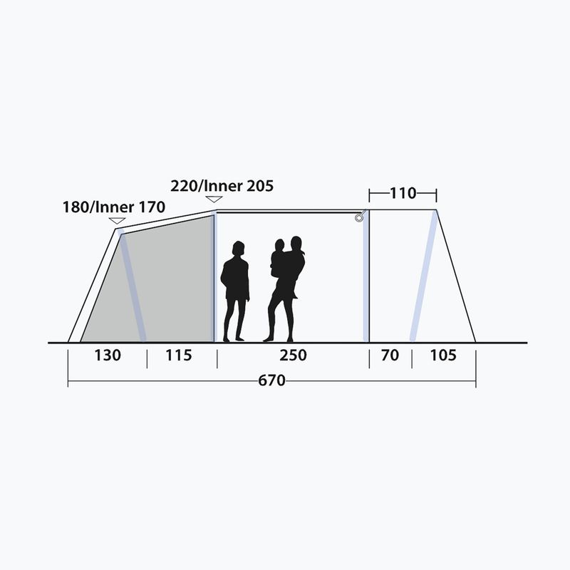 Палатка за къмпинг 6-местна Outwell Sacramento 6 Air blue 9