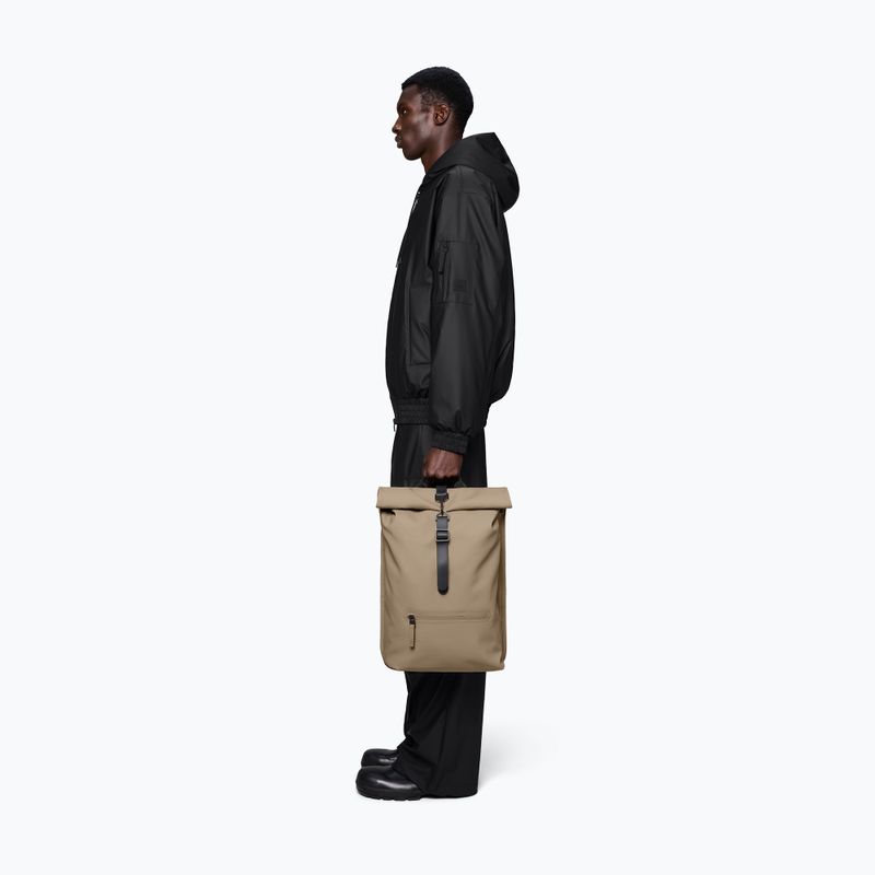 Градска раница Rains Rucksack Rolltop Beige 5