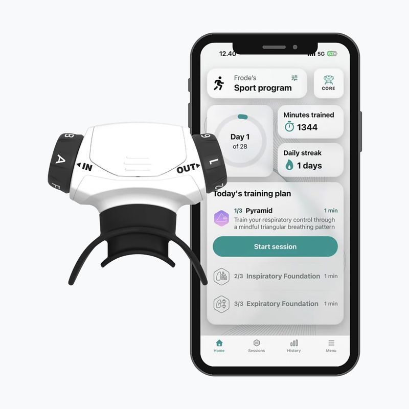 Тренажор за дихателни упражнения Airofit Core white 2
