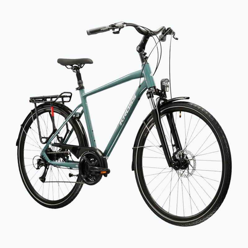Мъжки трекинг велосипед KROSS Trans 3.0 green/silvery/shiny 2
