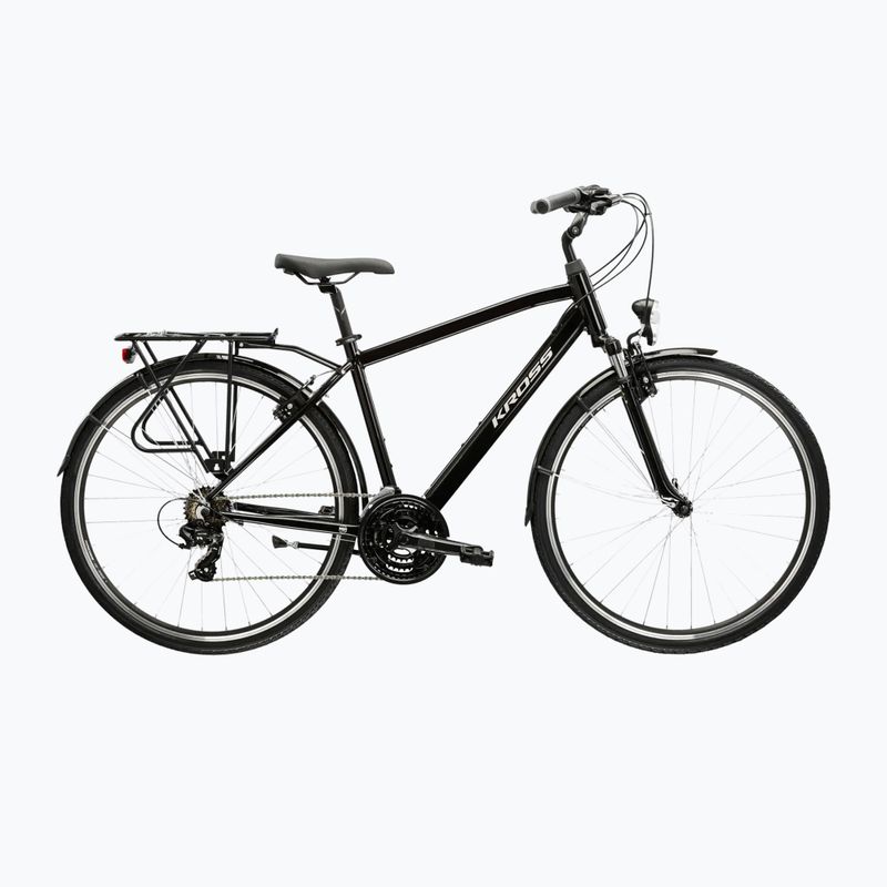 Мъжки трекинг велосипед KROSS Trans 1.0 black/silver/shiny