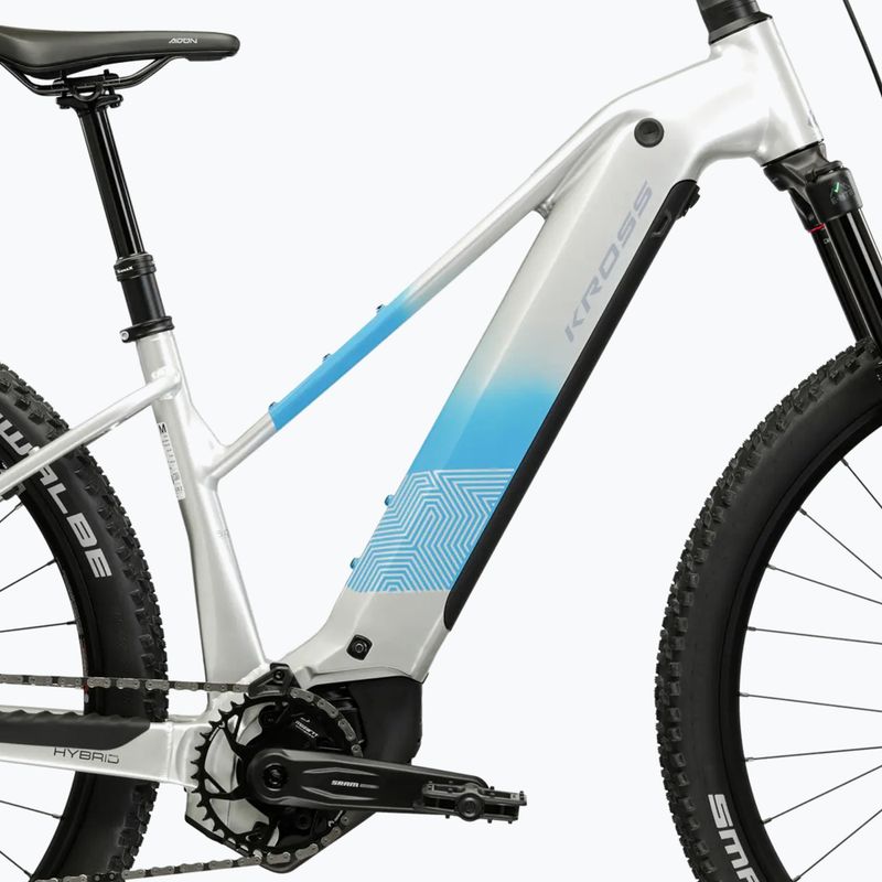 Дамски електрически велосипед KROSS Influx Hyb 5.0 W 27.5 el. 800 Wh silver/blue/gloss 11