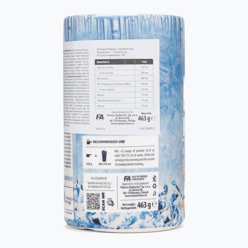 Хранитена добавка преди тренировка Fitness Authority Fa Ice Pump Pre Workout 463 g icy citrus/peach 2