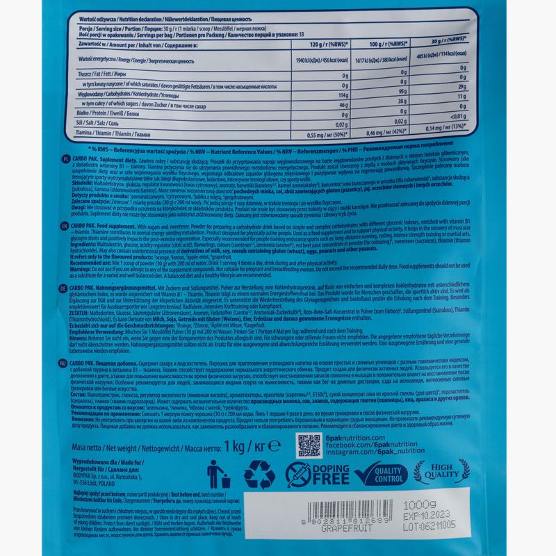 Carbo Pak 6PAK въглехидрати 1kg грейпфрут PAK/212#GREJP 2