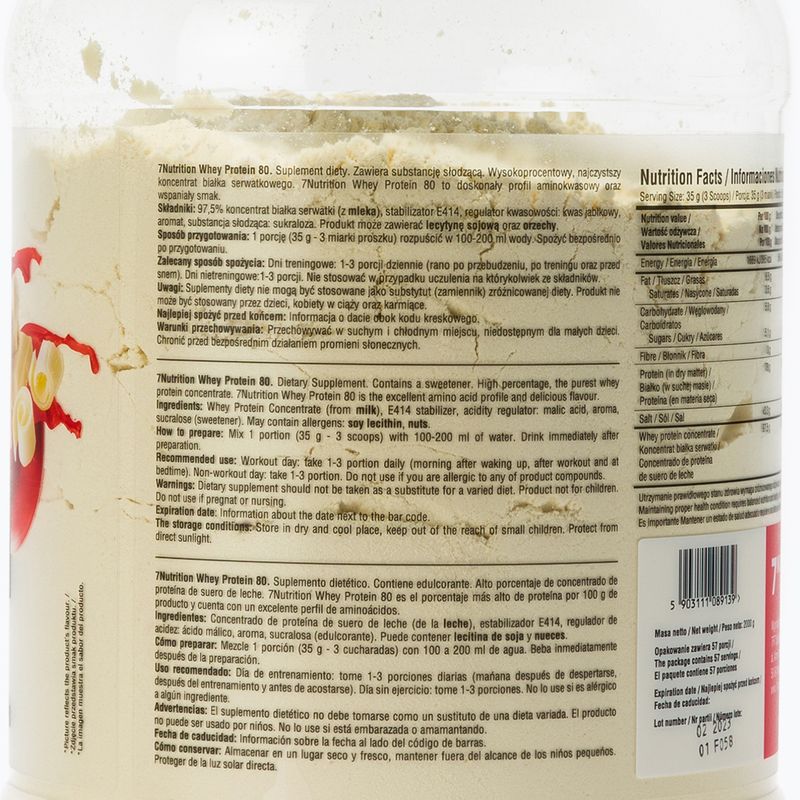 Суроватъчен протеин 7Nutrition Protein 80 2kg бял шоколад-ягода 7Nu000315 2