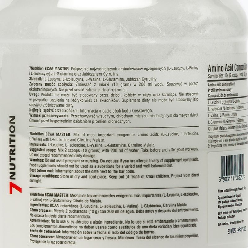 BCAA Master 7Nutrition aminokwasy 500g 7Nu000333-pure 2
