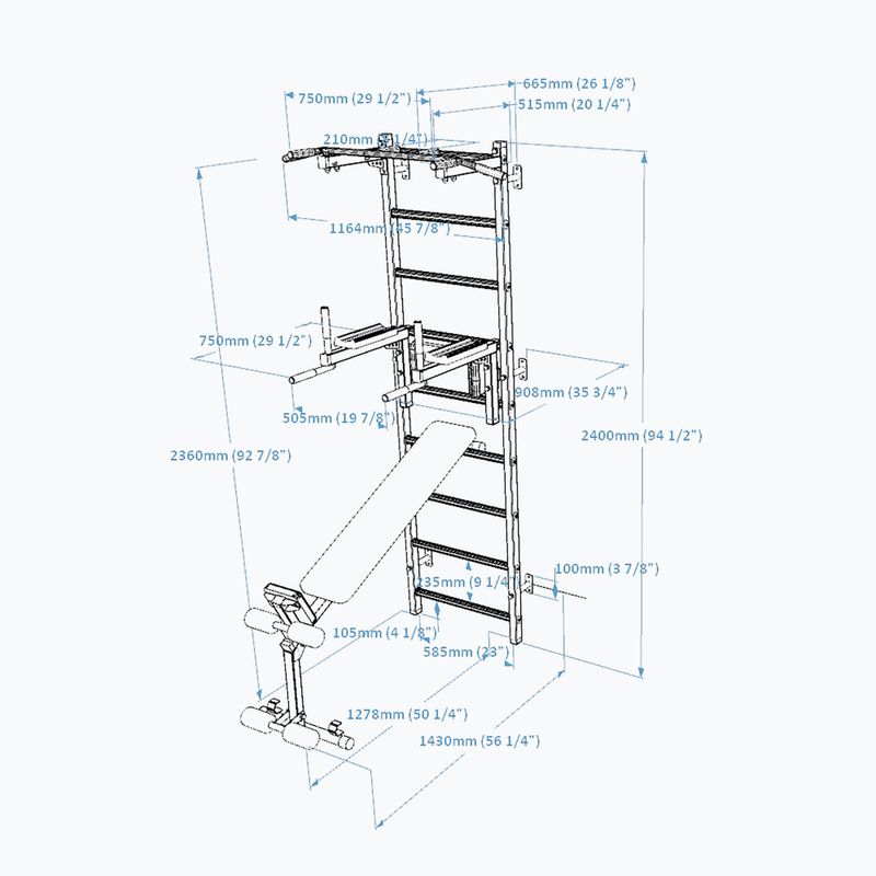 Стълба за гимнастика BenchK, бяла BK-723W 2