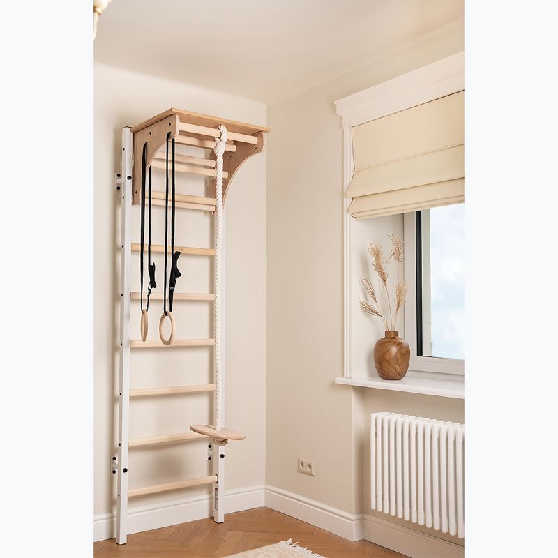 Гимнастическа стълба BenchK 212W+A204 white matte/oak 9