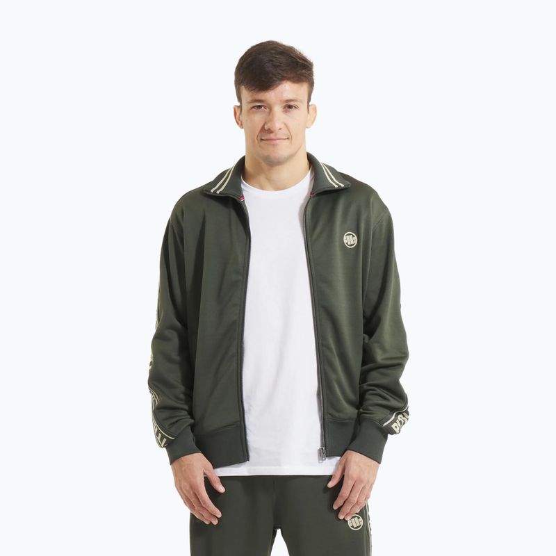 Мъжки спортен екип Pitbull Trackjacket Tape Logo Terry Group old green