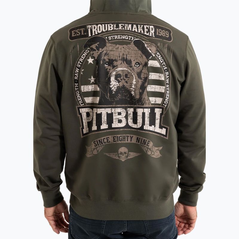 Мъжки суитшърт с качулка и цип Pitbull Troublemaker old green 3