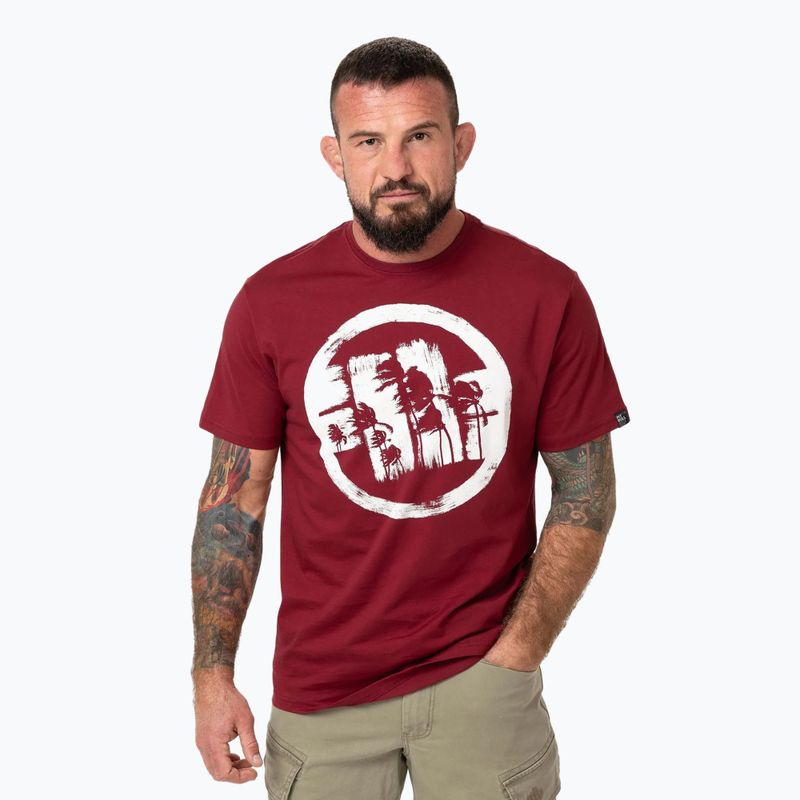 Мъжка тениска Pitbull Logo Palms burgundy