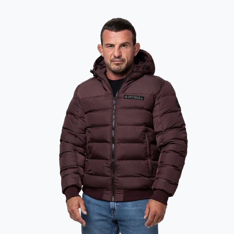 Мъжко зимно яке Pitbull Dillon Quilted Hooded burgundy