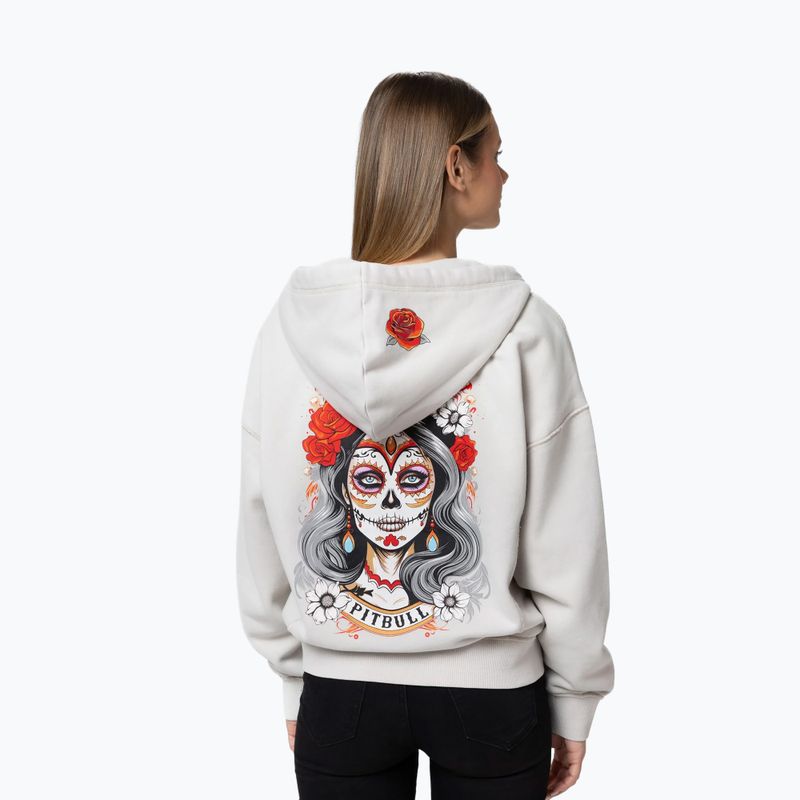 Дамски суитшърт Pitbull Santa Muerte Hooded Zip white stone 3
