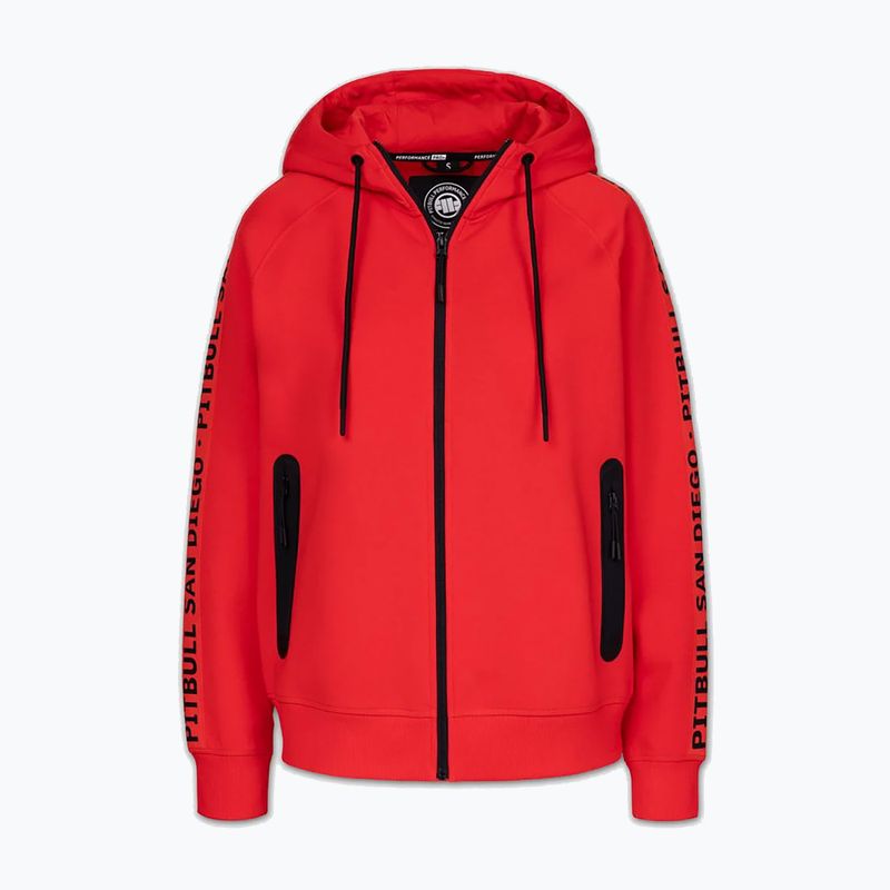 Дамски суитшърт Pitbull Explory Tape Hooded Zip fluo/red 6