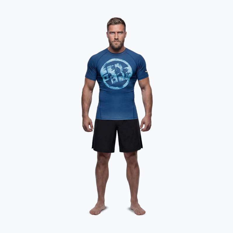 Мъжка тениска Pitbull Rashguard Logo Palms blue 2