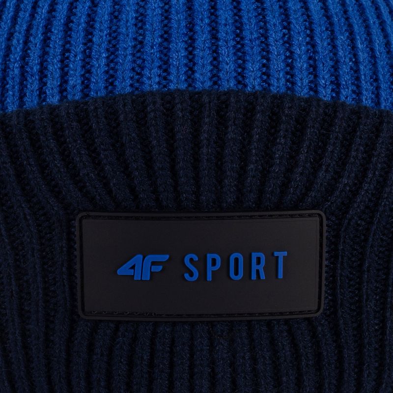 Детска зимна шапка 4F морско синьо и черно HJZ22-JCAM004 4