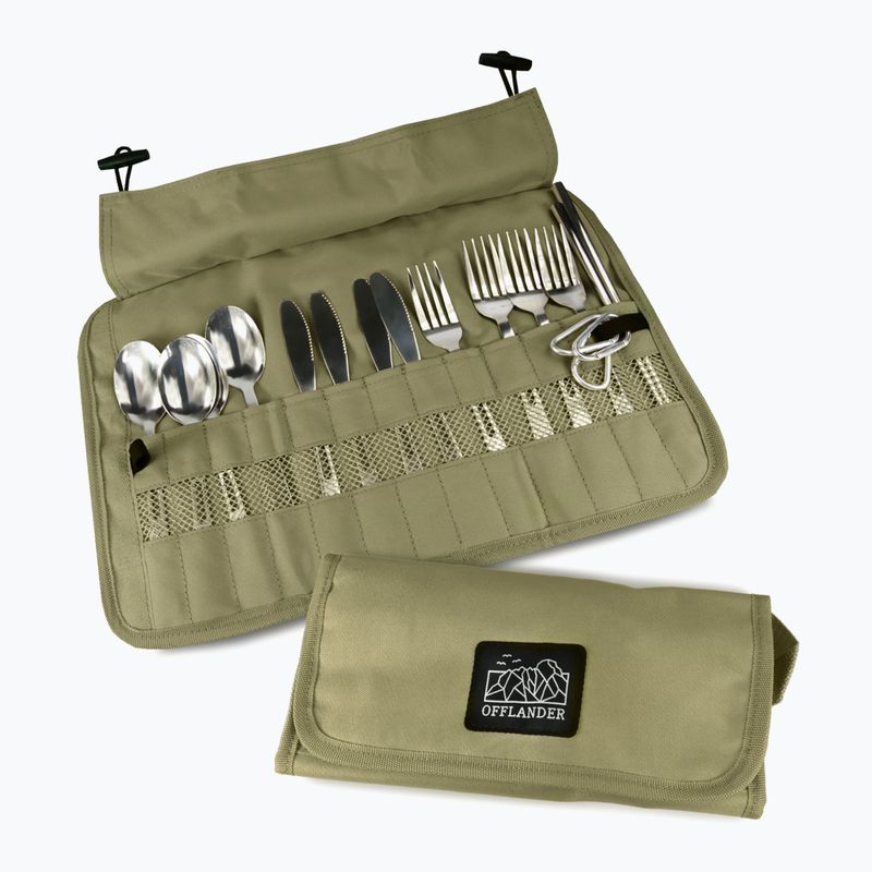 Комплект прибори за хранене OFFLANDER Camping Cutlery Set with Case green 2
