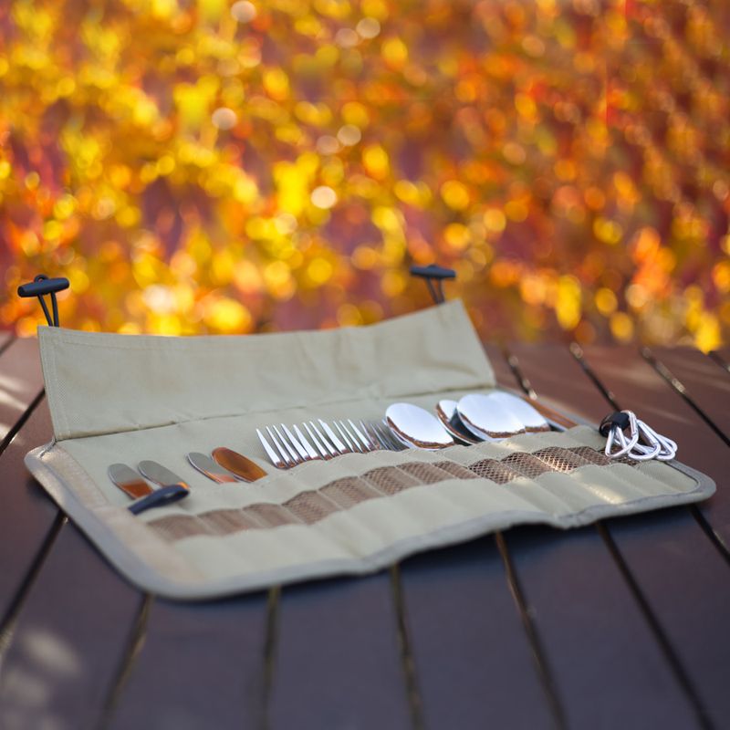 Комплект прибори за хранене OFFLANDER Camping Cutlery Set with Case green 9