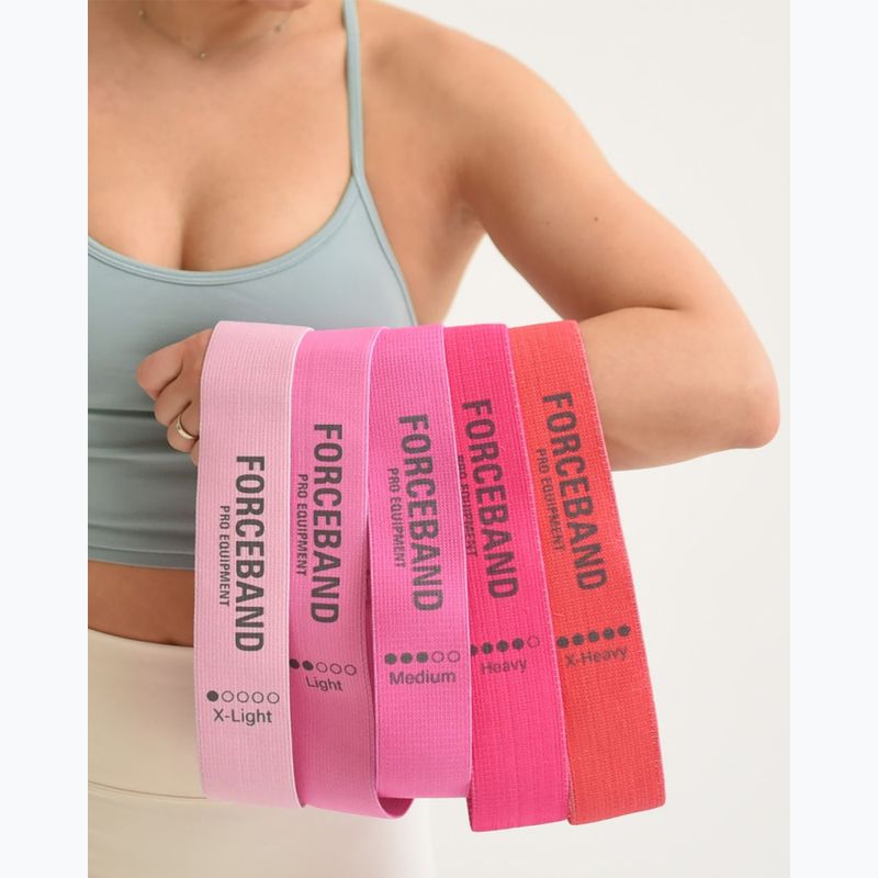 Комплект ластици за упражнения FORCEBAND Mini Band 5 szt. + E-BOOK pink 5