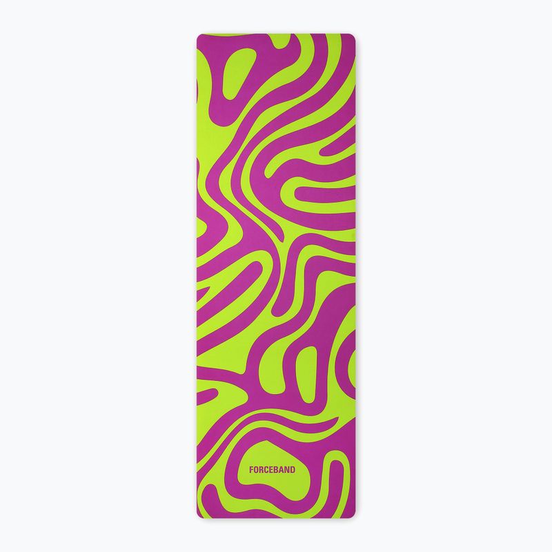 Килимче за йога/фитнес FORCEBAND Abstract Violet 4 mm виолетово/лимонено