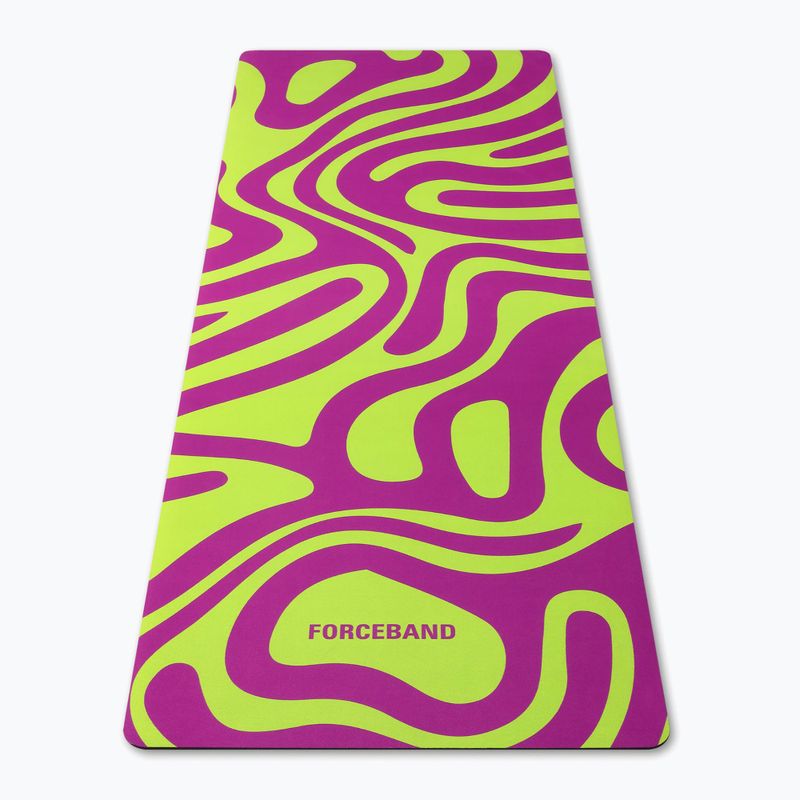Килимче за йога/фитнес FORCEBAND Abstract Violet 4 mm виолетово/лимонено 2