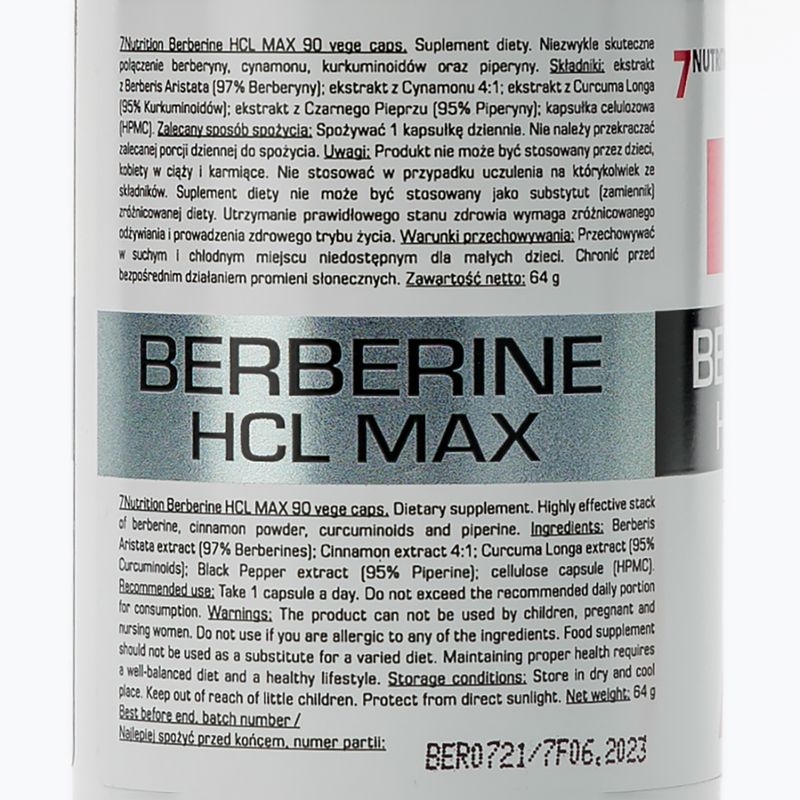 Berberine HCL MAX 7Nutrition за подпомагане на храносмилането 90 капсули 7Nu000461 2