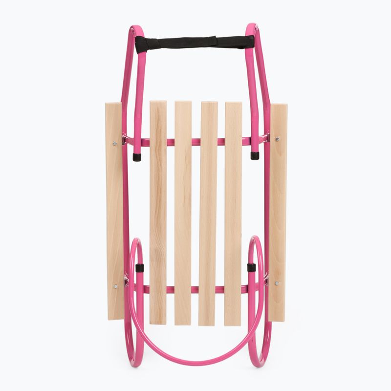 Метална шейна HUMBAKA с облегалка и подложки за крака pink 4