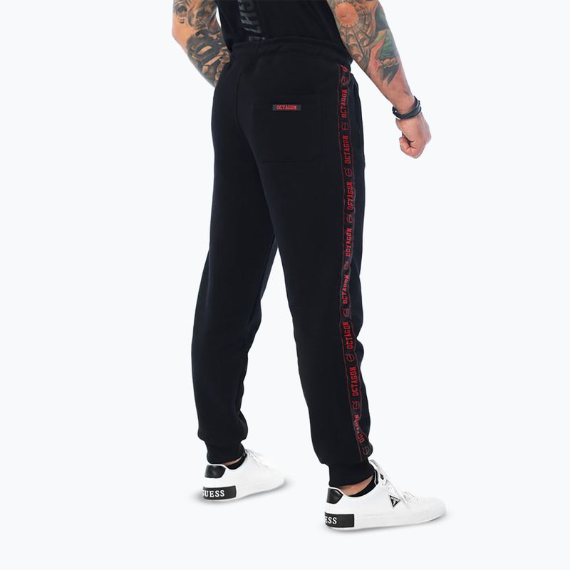 Мъжки панталони за бягане Octagon Stripe black/red 2