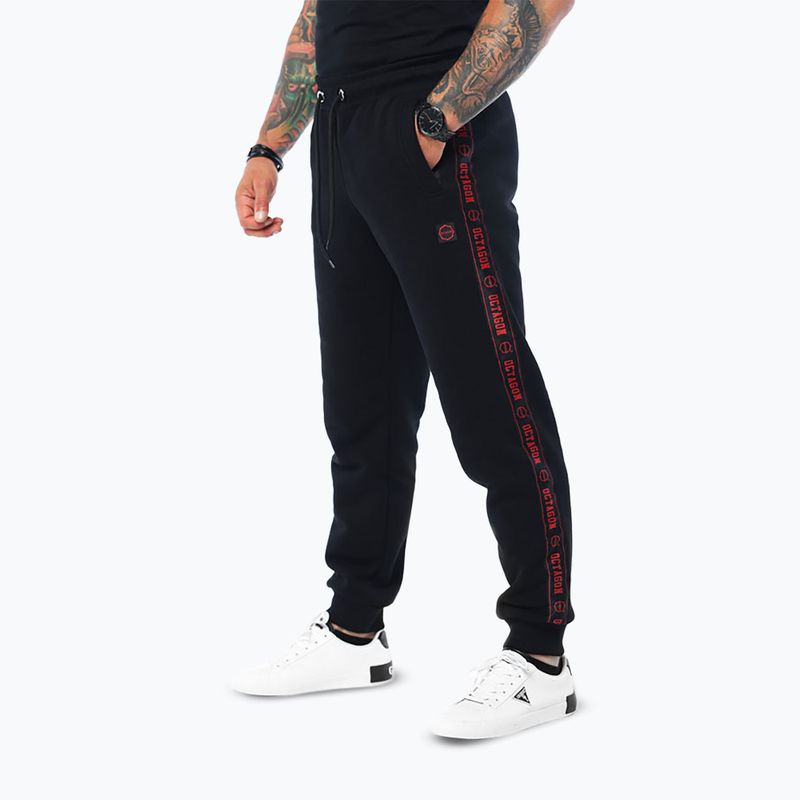 Мъжки панталони за бягане Octagon Stripe black/red 3