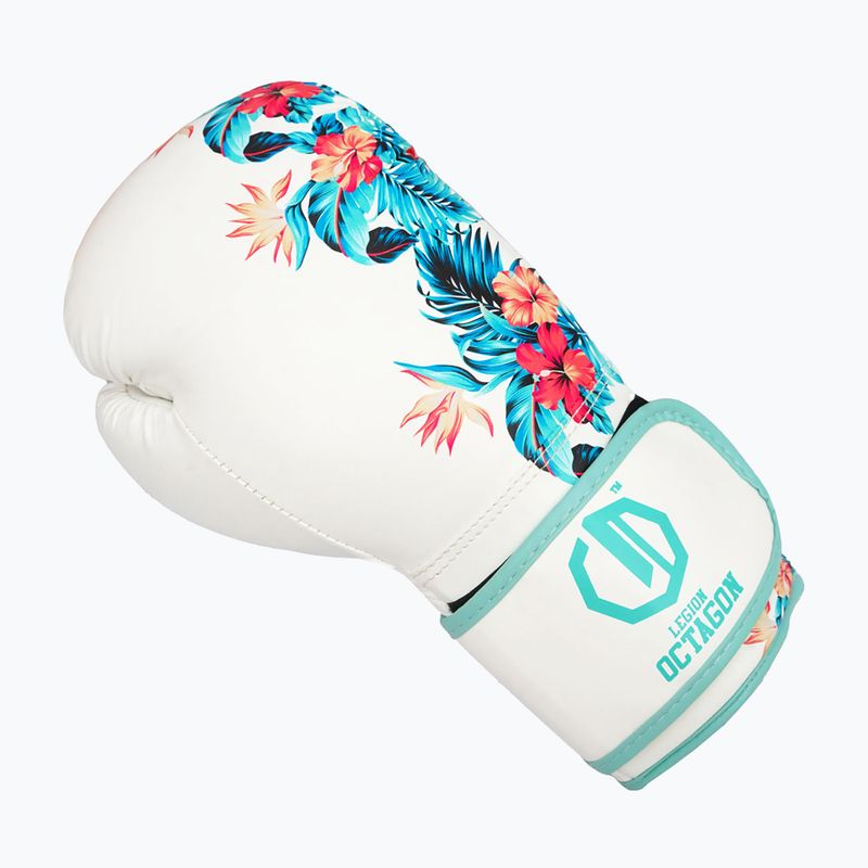Боксови ръкавици Octagon Legion Flower white/sea green 2