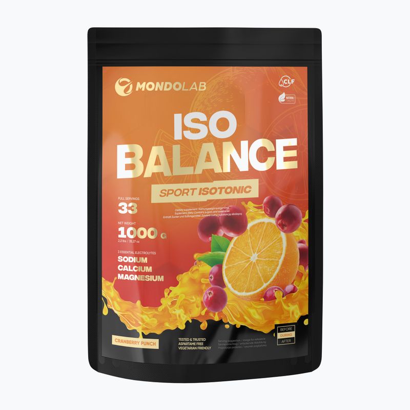 Изотонична напитка на прах MONDOLAB Balance Bitter Cranberry Punch 1kg оранжево-червена боровинка MND007