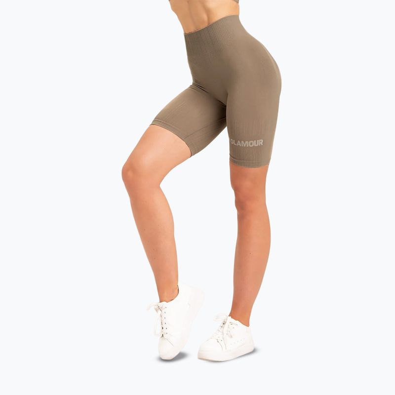 Дамски шорти за тренировка Gym Glamour Bikers push up beige 316 11